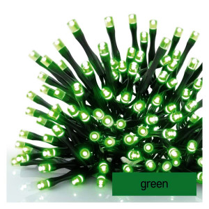Oświetlenie świąteczne łańcuch 100 LED 10m zielony, przewód czarny, 1,2W, IP44 (bez zasilacza)