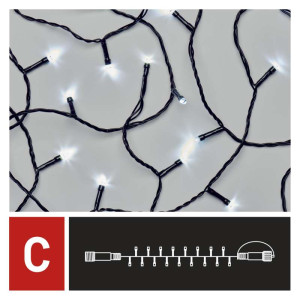 Oświetlenie świąteczne łańcuch 100 LED 10m zimna biel, IP44 (bez zasilacza)
