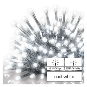 Oświetlenie świąteczne - łączone Standard - sople 100LED 2,5 m zimna biel + zimna biel miga IP44