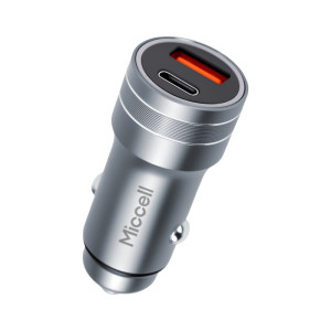 Ładowarka samochodowa Miccell VQ-C48, 48W, USB-A + USB-C, szara