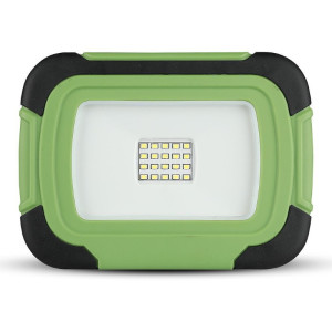 Naświetlacz LED z akumulatorem 10W 700lm, barwa światła neutralna biel 4000K, obudowa czarno zielona IP44, funkcje:Sygnał SOS+USB+MICRO SOCKET, Chip SAMSUNG, VT-11-R; V-TAC