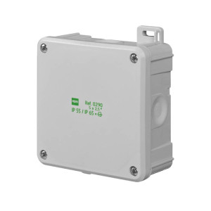 Puszka natynkowa hermetyczna 2K, wymiary: 98x98x46mm, pusta IP55/IP65, szary; 0290-04 ELEKTRO-PLAST NASIELSK