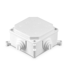 Puszka odgałęźna kablowa IP44 dławica rurka pod przewód, 103x103x60, biała; PK-2/R, PLASTROL