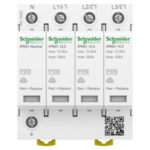 Ogranicznik przepięć iPRD1 12.5R-T12-3N 3+1-biegunowy Typ1+Typ2 (klasa B+C) 12,5 kA ze stykiem; A9L16482, SCHNEIDER ELECTRIC