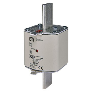 Wkładka bezpiecznikowa przemysłowa zwłoczna KOMBI, NH3 gG 500A/500V (WT-3/gG 500A); 004186231, ETI