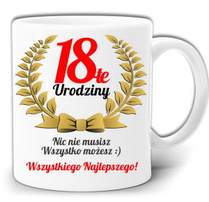 18 URODZINY PREZENT ŻYCZENIA KUBEK W PUDEŁKU GW185