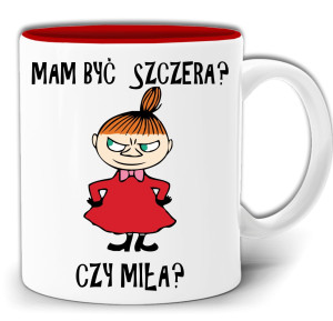 MAM BYĆ SZCZERA CZY MIŁA KUBEK CZERWONY ŚRODEK + PUDEŁKO GW198