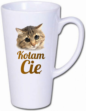 KUBEK LATTE LATE DUŻY Z NADRUKIEM KOTAM CIĘ LD2