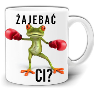 ŻAJEBAĆ CI ? ŻABA ŚMIESZNY NADRUK KUBEK W PUDEŁKU GW210