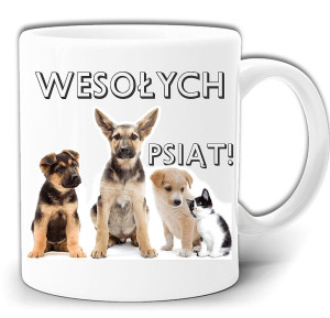 ŚMIESZNY KUBEK WESOŁYCH PSIĄT PSY + PUDEŁKO GW369