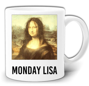 MONDAY LISA MONA ŚMIESZNY KUBEK + PUDEŁKO GW373