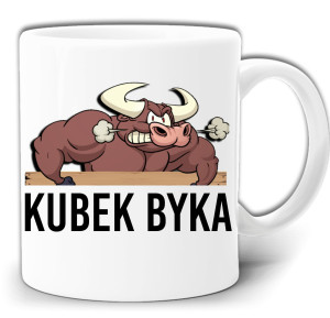 KUBEK BYKA ŚMIESZNY NADRUK KUBEK + PUDEŁKO GW492