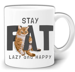 STAY FAT LAZY AND HAPPY ŚMIESZNY KUBEK + PUDEŁKO GW506