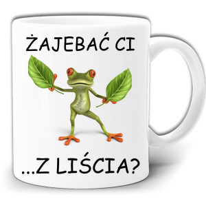 ŻAJEBAĆ CI Z LIŚCIA ŚMIESZNA ŻABA KUBEK + PUDEŁKO GW566