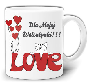 LOVE MIŁOŚĆ KOT PREZENT NA WALENTY KUBEK +PUDEŁKO GW641