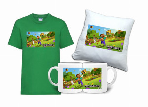 Zestaw Prezent MINECRAFT Koszulka Poduszka Kubek MC3