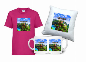 Zestaw Prezent MINECRAFT Koszulka Poduszka Kubek MC4