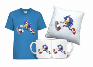 Zestaw Prezent SONIC Koszulka Poduszka Kubek SC1