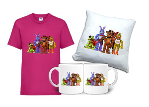 Zestaw Fana FIVE NIGHT AT FREDDY'S Koszulka Poduszka Kubek FT5