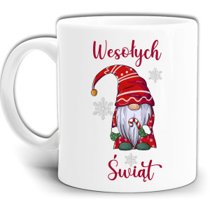 KUBEK ŚWIĄTECZNY GNOM PREZENT Z NADRUKIEM +PUDEŁKO GW752