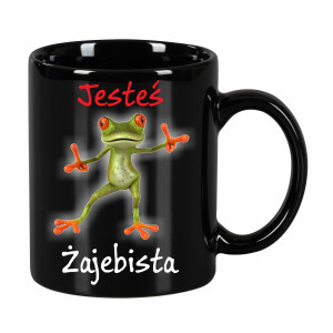 JESTEŚ ŻAJEBISTA ŻABA CZARNY KUBEK +PUDEŁKO CW13