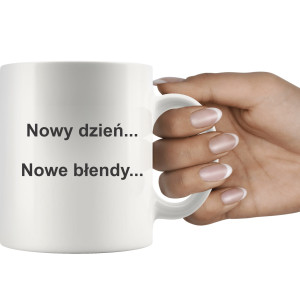 NOWY DZIEŃ, NOWE BŁENDY ŚMIESZNY KUBEK Z NADRUKIEM + PUDEŁKO GW764