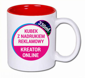 Kubek TOMEK kolorowy środek 330ml + nadruk