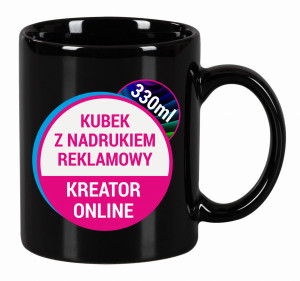 CZARNY KUBEK TOMEK 330ML z nadrukiem