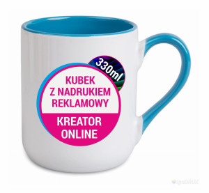 Kubek z nadrukiem COFFE DUŻY do kawy 330ml (kolorowy środek i ucho)