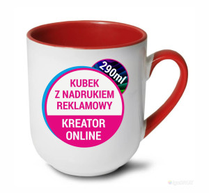 Kubek z nadrukiem COFFE MAŁY do kawy 290ml (kolorowy środek i ucho)