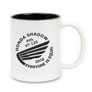 Kubek biały z czarnym środkiem z nadrukiem HONDA SHADOW VT 125 POL 330ml