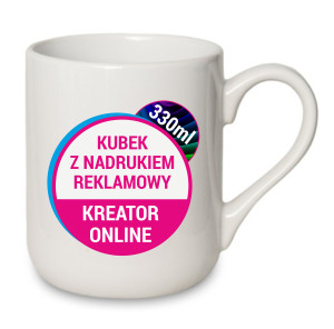 Kubek z nadrukiem COFFE DUŻY BIAŁY do kawy 330ml