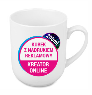 Kubek z nadrukiem COFFE MAŁY BIAŁY do kawy 290ml