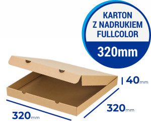 Karton na pizzę 32 cm PROSTY SZARY z nadrukiem fullcolor