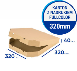 Karton na pizzę 32 cm ŚCIĘTY SZARY z nadrukiem fullcolor