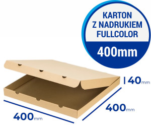 Karton na pizzę 40 cm PROSTY SZARY z nadrukiem fullcolor