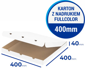 Karton na pizzę 40 cm PROSTY BIAŁY z nadrukiem fullcolor