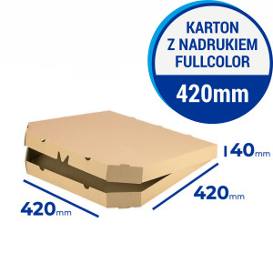 Karton na pizzę 42 cm ŚCIĘTY SZARY z nadrukiem fullcolor