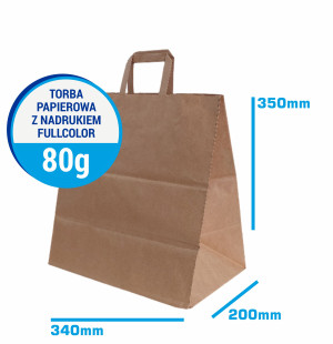 Torba papierowa 35x34x20cm 80g SZARA z nadrukiem fullcolor reklama-catering