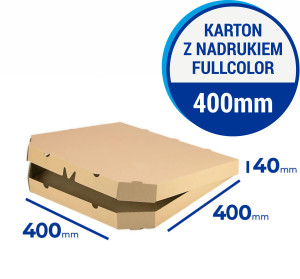 Karton na pizzę 40 cm ŚCIĘTY SZARY z nadrukiem fullcolor