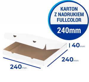 Karton na pizzę 24 cm PROSTY BIAŁY z nadrukiem fullcolor