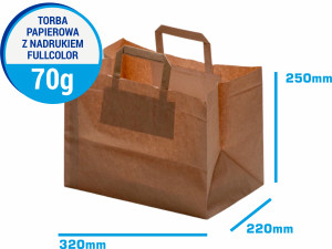 Torba papierowa 32x25x22cm 70g SZARA z nadrukiem fullcolor reklama-catering