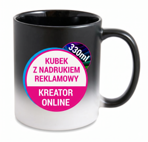 Kubek MAGICZNY MATOWY czarny środek 330ML + NADRUK