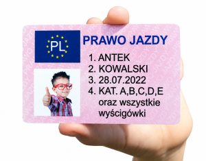 PRAWO JAZDY DLA DZIECKA PREZENT PRAWKO NA TACZKI