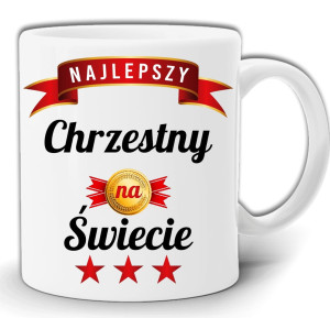 NAJLEPSZY OJCIEC CHRZESTNY PREZENT DLA CHRZESTNEGO KUBEK + PUDEŁKO GW36