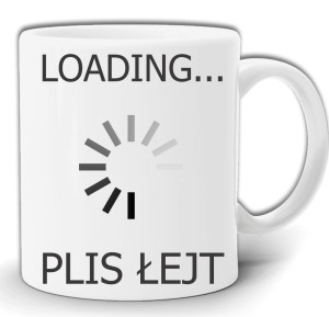 LOADING PLIS ŁEJT ŁADOWANIE PROSZĘ CZEKAĆ KUBEK W PUDEŁKU GW151