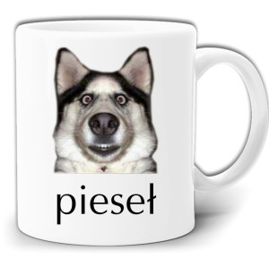 PIESEŁ ŚMIESZNY PIES NA KUBKU KUBEK W PUDEŁKU GW162