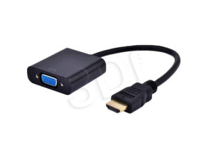 Adapter GEMBIRD A-HDMI-VGA-03 (HDMI M - D-Sub (VGA) F; 0,15m; kolor czarny)