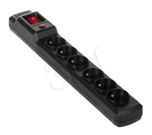 Listwa przeciwprzepięciowa Activejet COMBO 6gn/1,5m/cz (10A; 2300W) 1,5m; kolor czarny