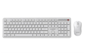 GEMBIRD BEZPRZEWODOWY ZESTAW KLAWIATURY + MYSZ SLIM PRO BUSINESS NA BIURKO,BIAŁY, UKŁAD US